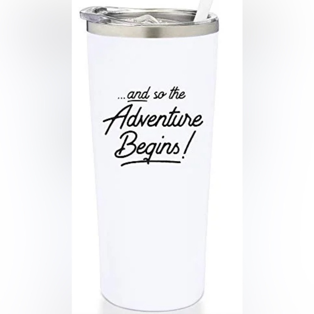 SassyCups Adventure Begins Travel Tumbler White Insulated 22oz Cup